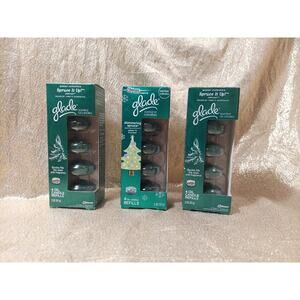 (3) GLADE Shimmering Spruce Scented Oil Candles 4 Refills 2oz NEW Winter Holiday
